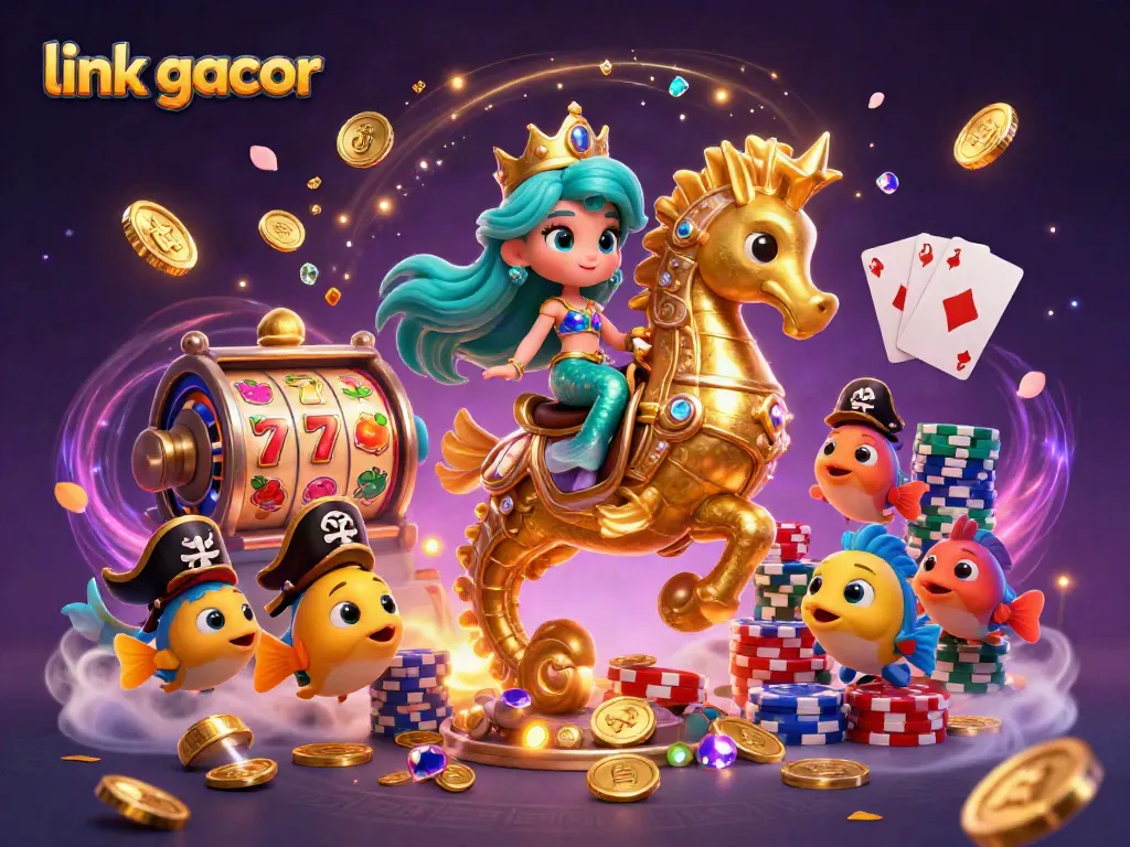 Experience winning with the link gacor in an immersive casino scene with vibrant characters and dynamic elements.