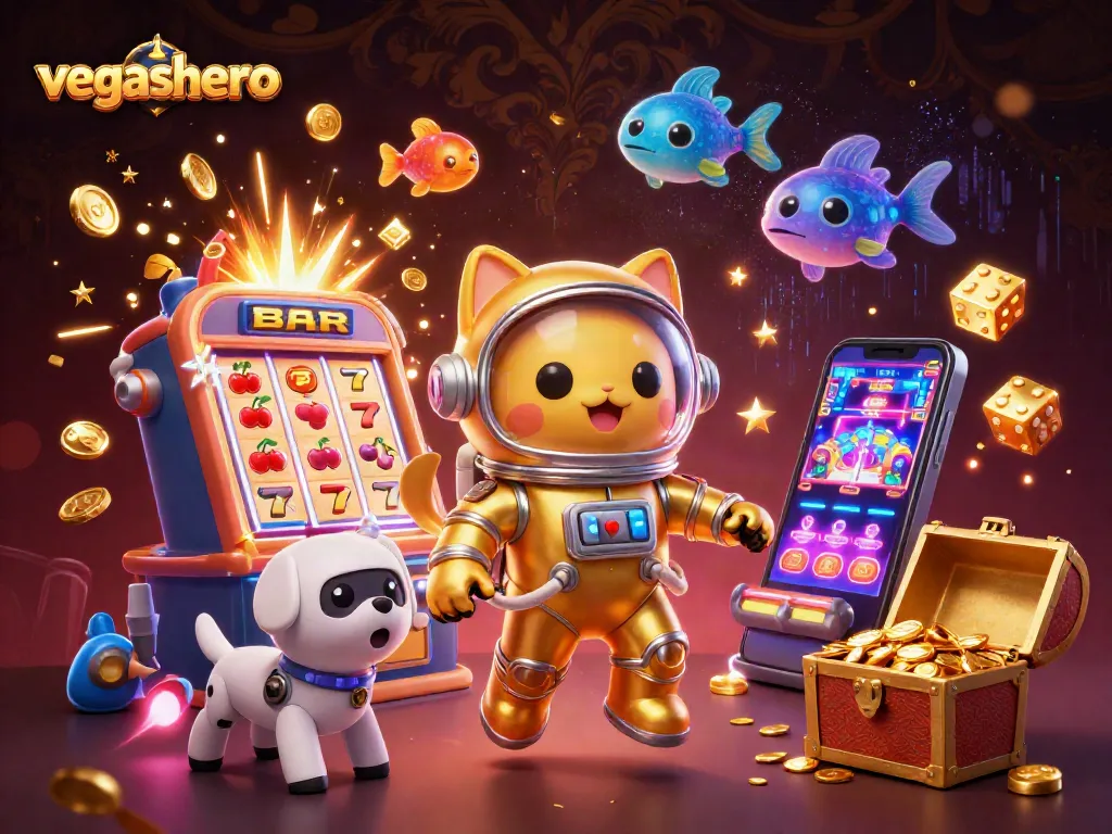 Experience thrilling gameplay at vegashero with a vibrant scene of space adventures and casino excitement.